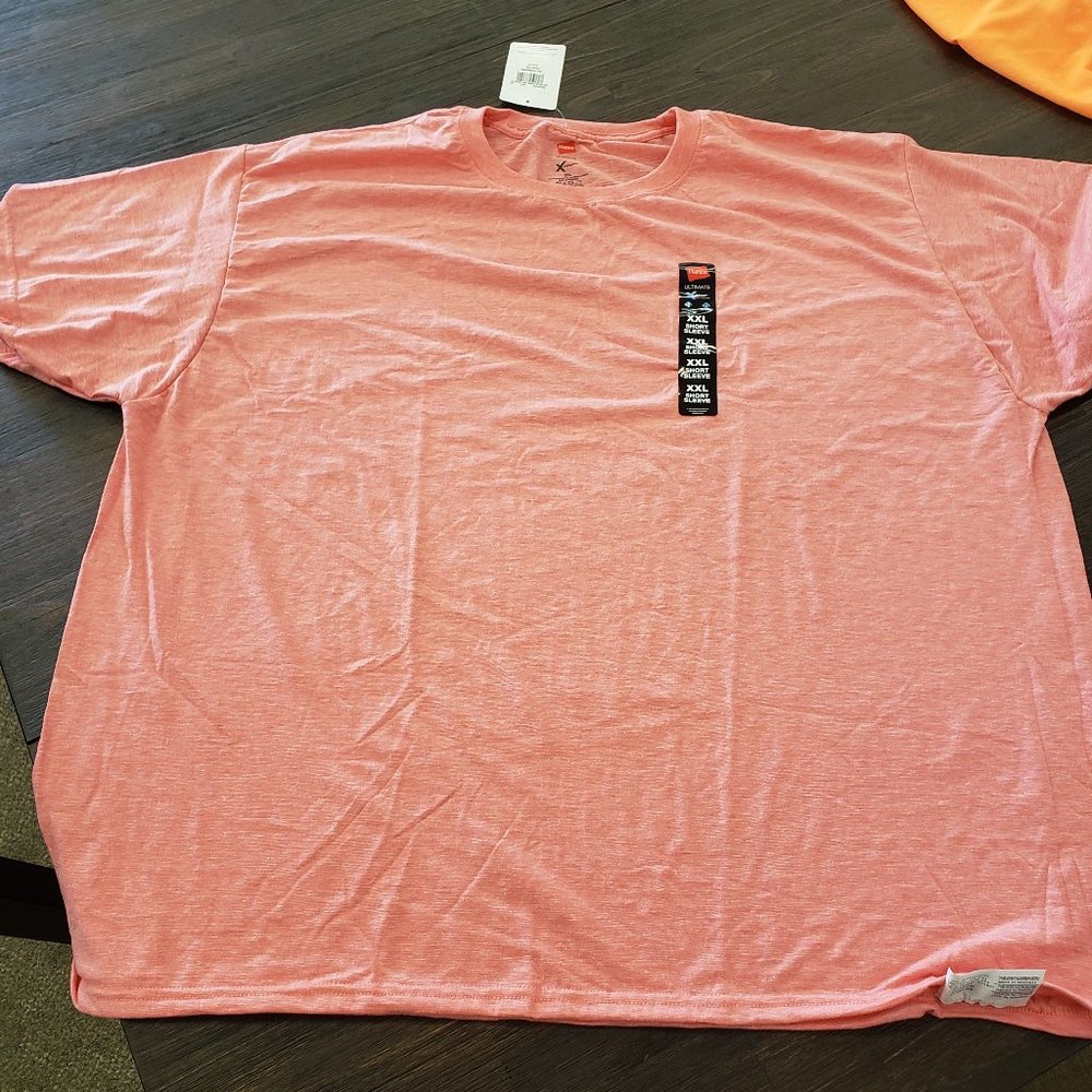 Lot of 3 Hanes brand citrus pink 2XL t-shirt